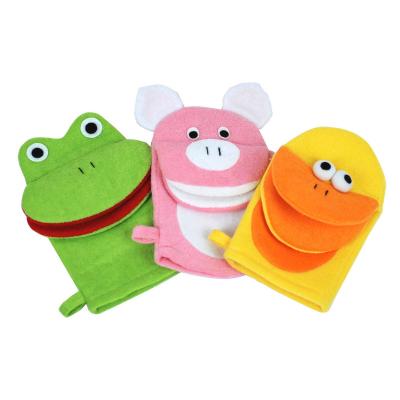 China EXFOLIATE Animal Puppet Kids Cloth Bath Shower Mitt Wash Mitt for sale