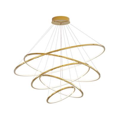 China HITECDAD Modern Nordic Simple Creative Indoor Nordic Design Adjustable Ceiling Ring Light With Chandelier Modern Gold 3 Rings 5 ​​Rings Chandeliers for sale