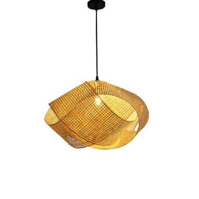 China China Art Natural Bamboo Weaving Shade Rattan Ceiling Light Creative Bamboo Pendant Light for sale