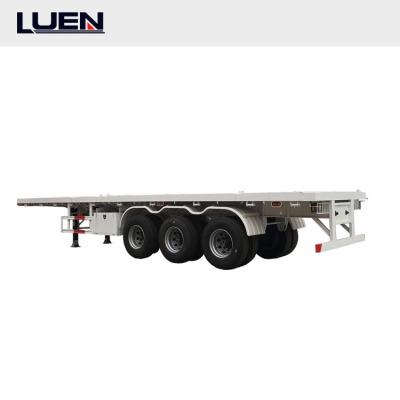 China LUEN 3 Axle Flatbed Semi Trailer 40ft container truck flatbed semi trailer truck for sale