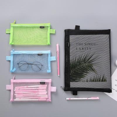 China Fashion gauze zipper folder document bag mesh pencil case semi-permeable pen bag\comfortable office A4\durable for sale