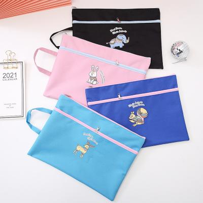 China Office School Stationery Cute Portable Stationery Bag A4 Zipper Folder Bags Oxford Pocket Bags Universal Document File Holder For School Office for sale