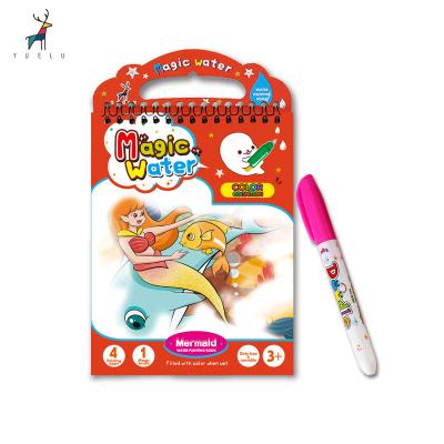 China Eco Cartoon Hot Christmas Kids Color Water Painting Magic Water Educational Drawing Magic Coloring Book With Doodle Pen for sale