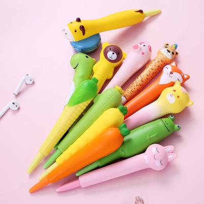 China Normal Novelty Cartoon Decompression Duct Pen Funny Promotional Pinch Students Duct Pens Soft Decompression Gel Pen for sale