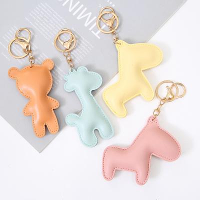 China Handmade Leather Animal Key Chain PU Horse Key Chain Women Key Holder Bag Charm Pendant Accessories for sale