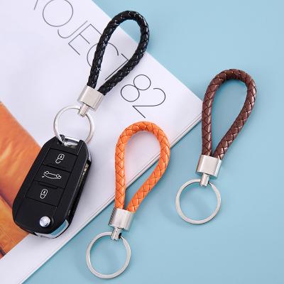 China Cheap Key Holder Price Leather Braided Woven King Ring Holder Metal Key Chain Ring Holder Key Chain PU for sale