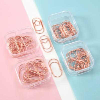 China Office Creative Hollowed Out Paper Clip Set Gold Cute Bookmarklet, Color Paper Clip Office Supplies 12 Pcs Paper Clips for sale