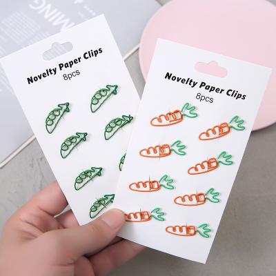 China Promotional Cheap Hollowed Metal Paper Clip Set Fruit Shape Folder Binder 8 Pcs Color Paper Clip For Office for sale