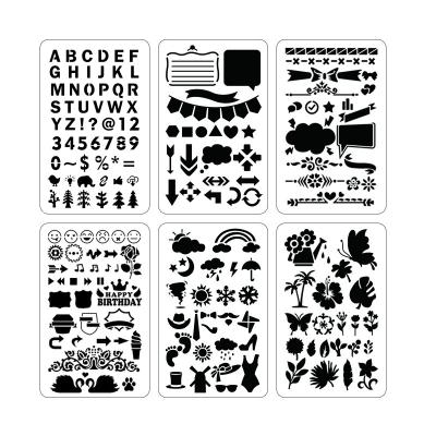 China Factory Supply 6 Pcs Reusable Drawing Cavity Stencils Custom Plastic Drawing Stencils For DIY Painting On Wall Floor for sale