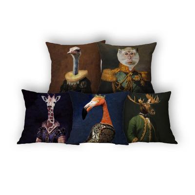 China 2022 New Arrival Europe Style Anti-Static Cushion Cover 18x18 Inches Retro Animals Sit Case for sale