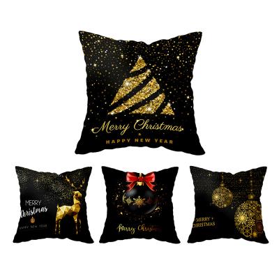 China Cheap Anti-static Black Christmas Pillow Case Manufacturers Supply Chair Cushion Home Cover For Christmas for sale