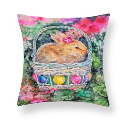 China New Arrival Anti-Static Easter Rabbits Design Sofa Plush Cushion Covers 18 x 18inch Farmhouse Pillow Covers For Decorative for sale