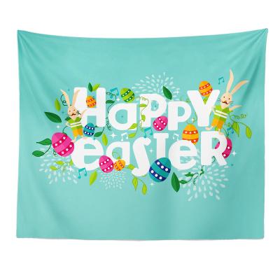 China Light Happy Peach Skin Polyester Easter Backdrop Blankets Wall Hanging Festival One Piece Tapestry for sale