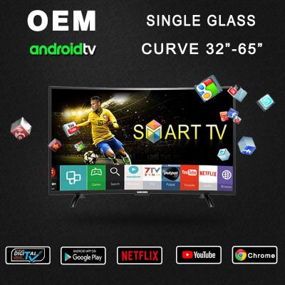 China Factory Direct Single Glass Curve TV OEM 32 43 50 55 65 Wholesale Custom Smart Digital wifi TV inch LED Android T2S2 > 55