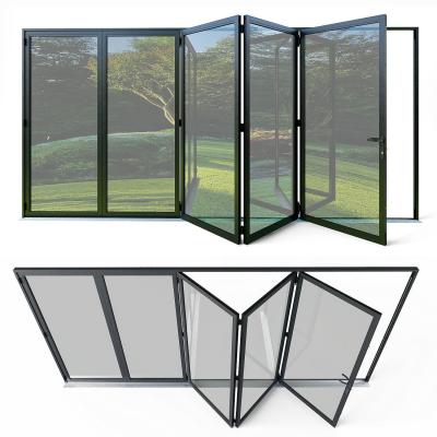 China Modern Exterior Waterproof Aluminum Alloy Double Folding Glass Door for sale