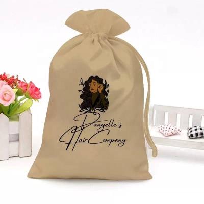 China Hair Luxury Quality Good Logo Hair Silk Satin Bag Custom Made For Wigs Storage Bag for sale