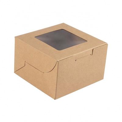 China Recyclable CVP Customize Small Paper Brown Bakery Boxes Small Kraft Cake Boxes Treat Boxes With Window for sale