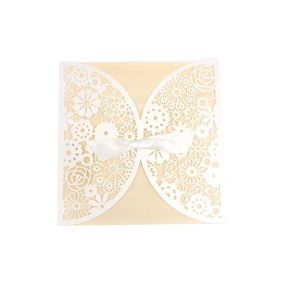 China Europe pearl laser cut paper card for wedding invitation card for sale