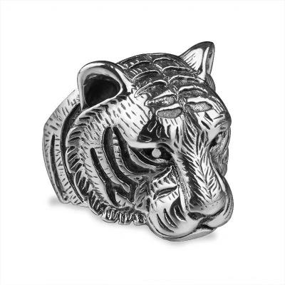 China Wholesale Fashion Wholesale Resizeable Big Sizes Tiger Shape Men's Non-fading Punk Ring for sale