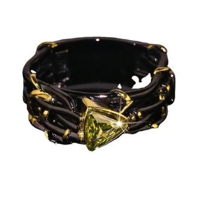 China CLASSIC High End Topaz Fashion Jewelry Black Alloy Rings Men for sale