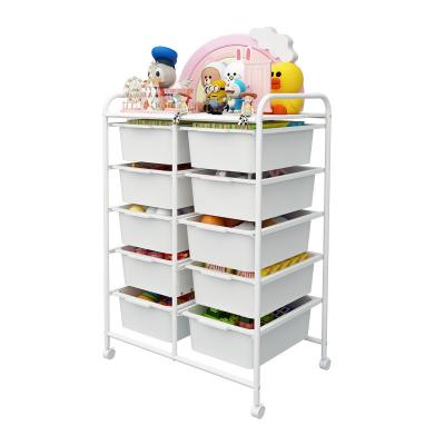 China Modern Multi-Layer Storage Shelf Baby Home Floor Shelf Children Movable Reading Shelf for sale