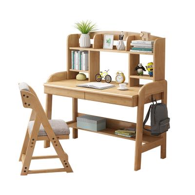 China A table for storing things solid wood children's desk can be raised and lowered study desk for primary school students home office shelf for sale