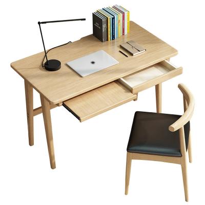 China Nordic Nordic Solid Wood Desk Writing Student Office Computer Desk with Keyboard Stand for sale