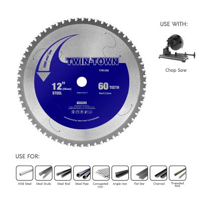 China ALLOY STEEL TWIN-TOWN 12-Inch 60 Tooth Steel And Ferrous Saw Blade For Metal With One Inch Shaft for sale