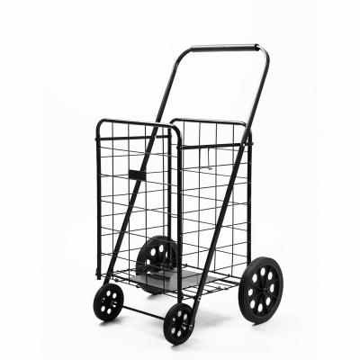 China 80KGS Folding Factory Customized Portable Folding Steel Wire Shopping Hand Carts For Supermarket Steel Wire Folding Shopping Cart for sale