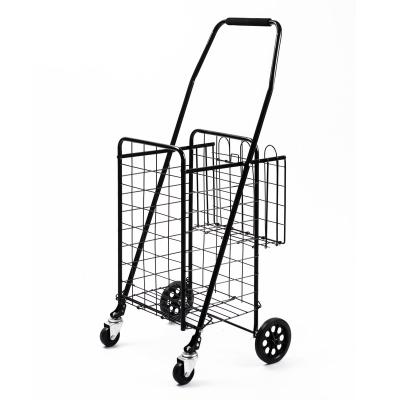 China Factory 30KGS folding steel wire folding custom portable shopping cart for supermarkets for family use universal small wire car model wh for sale