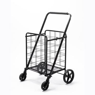 China 45KGS Easy Folding Factory Customized Portable Folding Steel Wire Shopping Hand Carts For Supermarket Steel Wire Folding Shopping Cart for sale