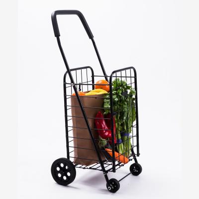 China Durable Portable Folding Shopping Cart For Supermarket Trolley Cart Steel Wire Folding Shopping Cart 30KGS Factory Customized for sale