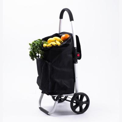 China Wholesale Folding Luggage Trolley Bag Supermarket Hand Cart Aluminum Portable Two Wheel Shopping Trolley for sale