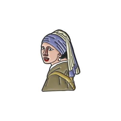 China Hot Sale Europe Girl With A Pearl Earring Soft Enamel Pin for sale