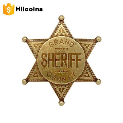 China China Antique Wholesale Event 3D Pin Custom Sheriff Metal Badge for sale