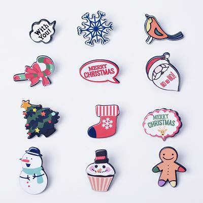 China Acrylic Badge Kunshan Supplier Wholesale Price Christmas Pin Badge for sale