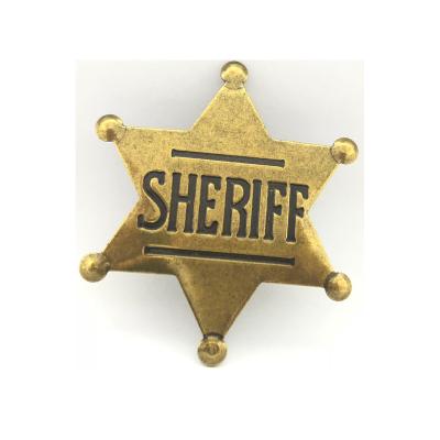 China Wholesale Safty Pin Price Stocked Antique 3D Color Metal Sheriff Badge for sale