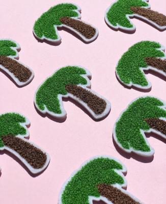 China Viable wholesale palm tree embroidery logo custom iron sew on chenille patch for jacket for sale