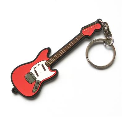 China Eco-friendy Guitar Design Your Own Soft PVC Key Chain With Ring for sale