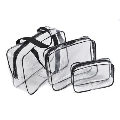 China Transparent Handles PVC Bag Travel Organizer Clear Cosmetic Bag Beauty Case Toiletry Make Up Pouch Wash Bag for sale