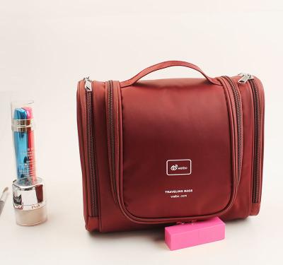 China Sustainable Red Toiletry Bag With PU Hardware for sale