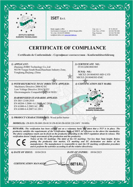 CE - Zhejiang Zobo Technology Co., Ltd.