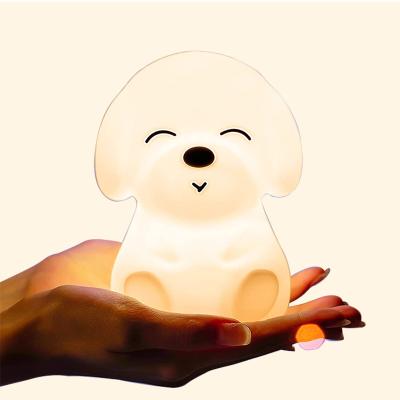 China Modern Cute USB Rechargeable Color Changing Lamps USB Rechargeable Modern Cute Silicone Puppy Toddler Baby Girls Kids Night Lights for sale