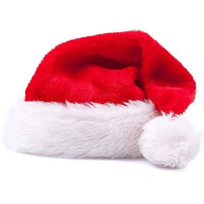 China Plush Fabric Christmas Hat Decoration Santa Hat Felt Plush Velvet Christmas Hat for sale