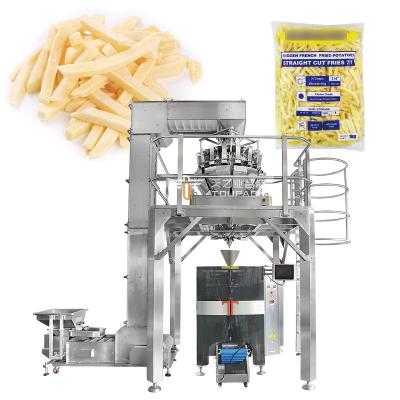 China Vollautomatisch Mechanische Mehrfunktionsmaschinen Gefrorene Pommes Frites Fischfillets Kabeljau Lachsbeutel Block vertikale Verpackungsmaschinen zu verkaufen