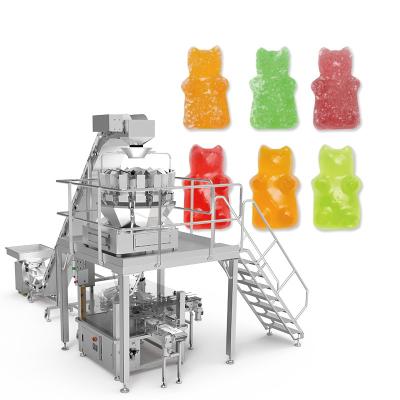 China QQ Candy Gummies Cheese Sticky Screw Multihead Weiger Automatische Koekjes Verpakkingsmachine Voor Zipper Bag Stand Up Pouch Te koop