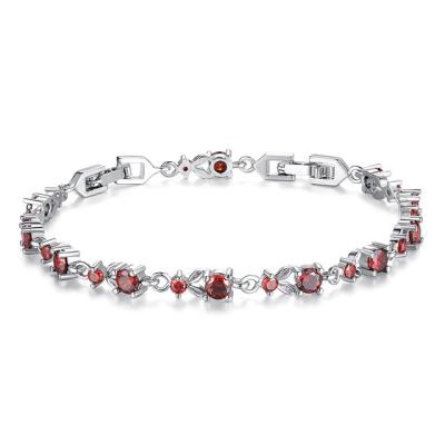 China Estilo moderno y elegante de la pulsera de tenis de la circona cúbica del color rojo de las mujeres en venta