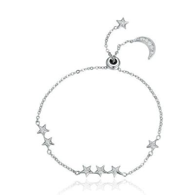 China El claro CZ de la pulsera de cadena de la plata esterlina de la moda centellea diseño de la luna y de la estrella en venta