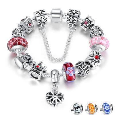 China Multi Color Glass Beads DIY Charm Bracelet Like Pandora Style For Girls Gift for sale