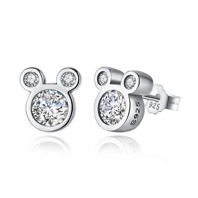 China Shiny Womens Sterling Silver Stud Earrings Daisy Dazzling Miky Mouse Design for sale